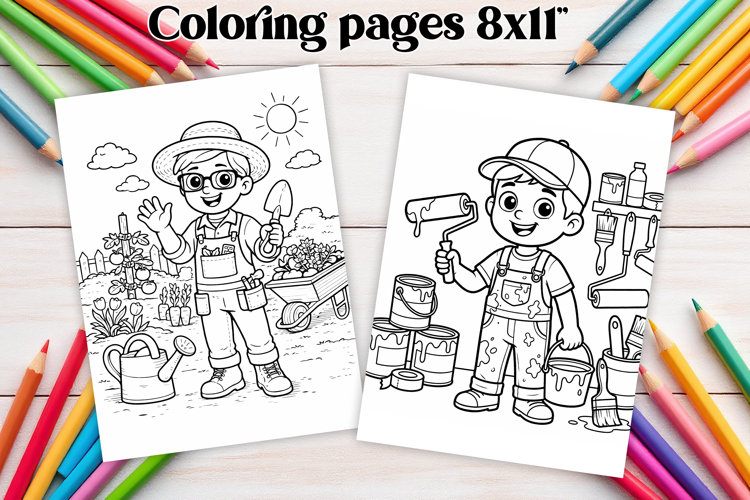Professions coloring page PNG | Coloring book for kids PNG