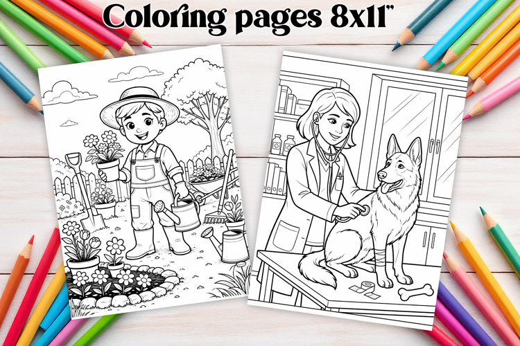 Professions coloring page PNG | Coloring book for kids PNG
