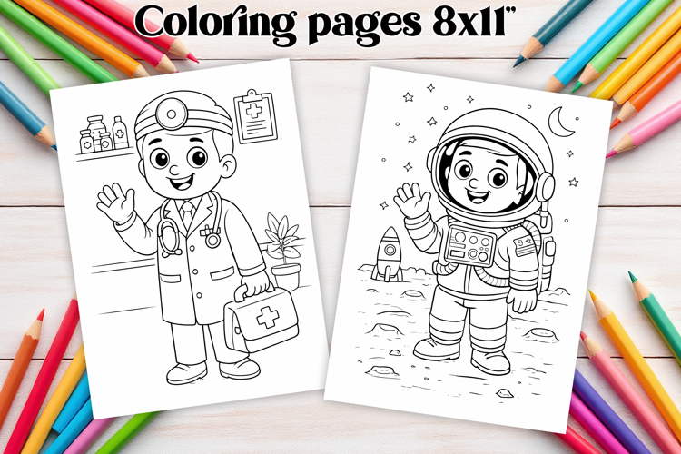 Professions coloring page PNG | Coloring book for kids PNG