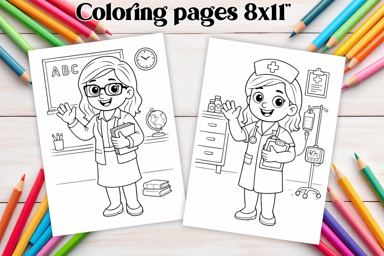Professions coloring page PNG | Coloring book for kids PNG