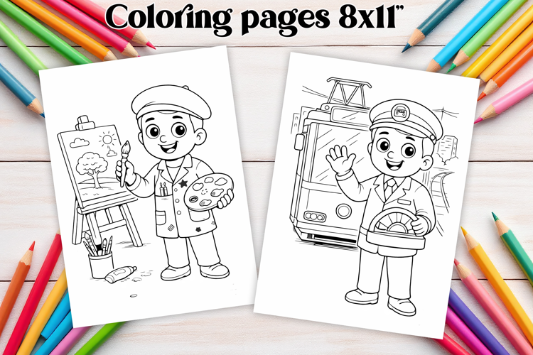 Professions coloring page PNG | Coloring book for kids PNG