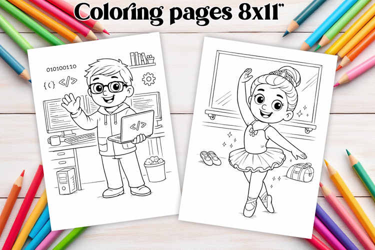 Professions coloring page PNG | Coloring book for kids PNG