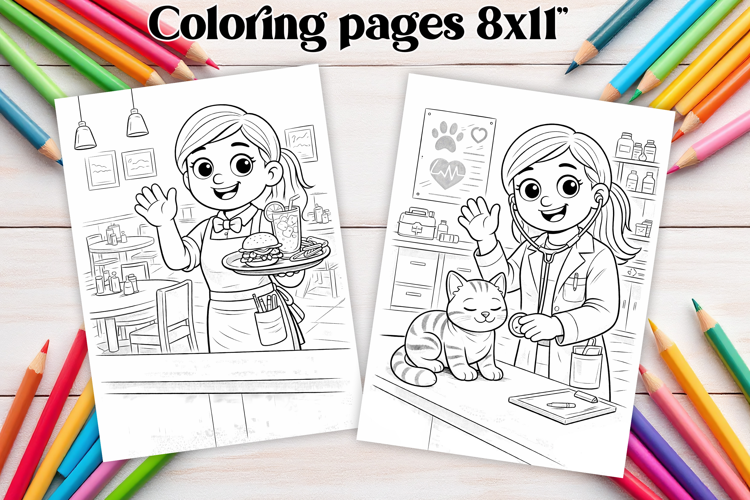 Professions coloring page PNG | Coloring book for kids PNG