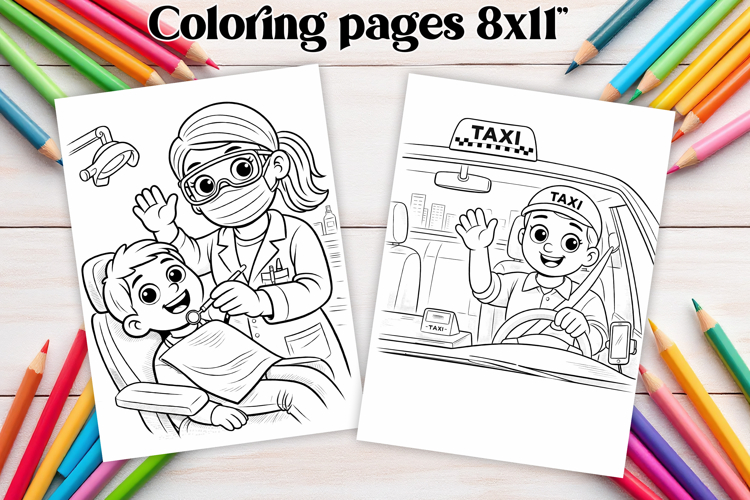 Professions coloring page PNG | Coloring book for kids PNG