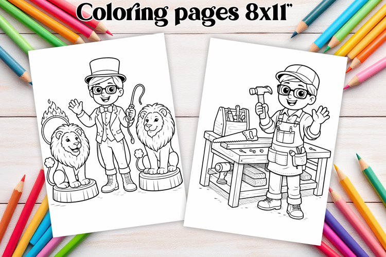 Professions coloring page PNG | Coloring book for kids PNG