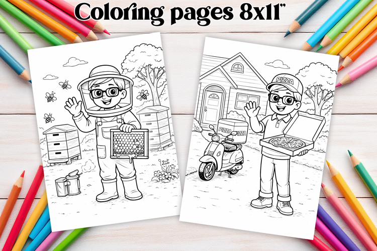 Professions coloring page PNG | Coloring book for kids PNG