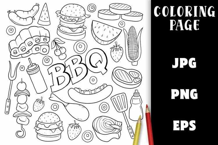 Coloring Page - BBQ and Cookout Foods