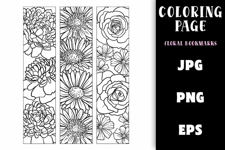 Floral Bookmark Coloring Page