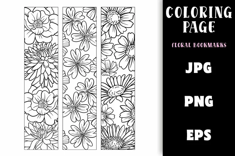 Floral Bookmark Coloring Page