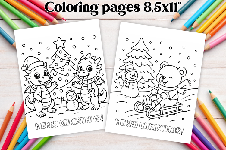 Chrismas coloring page PNG, coloring book for kids