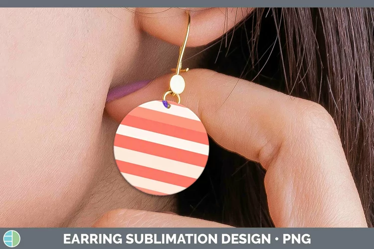 Stripe Berry Round Earrings Sublimation Earrings Designs