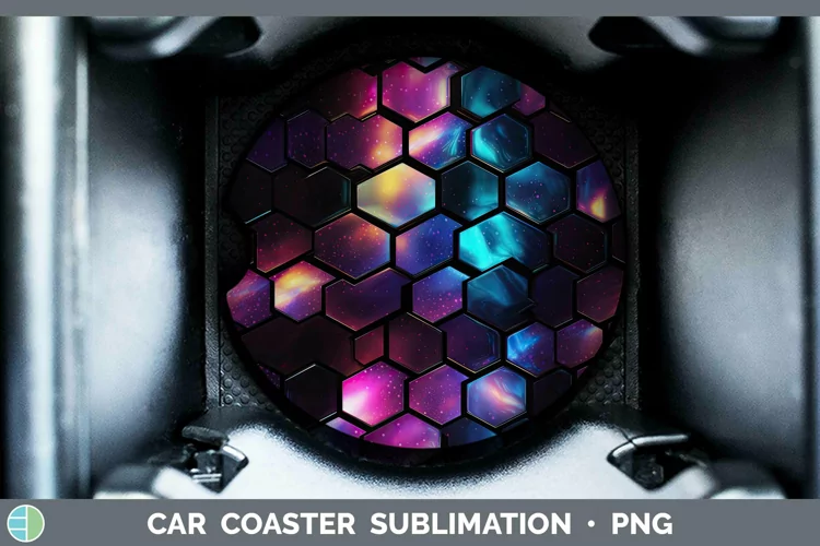 Holographic Black Car Coaster | Sublimation Coaster Designs