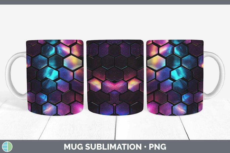Holographic Black Mug Wrap | Sublimation Coffee Cup Designs