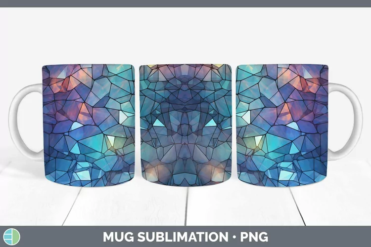 Holographic Blue Mug Wrap | Sublimation Coffee Cup Designs