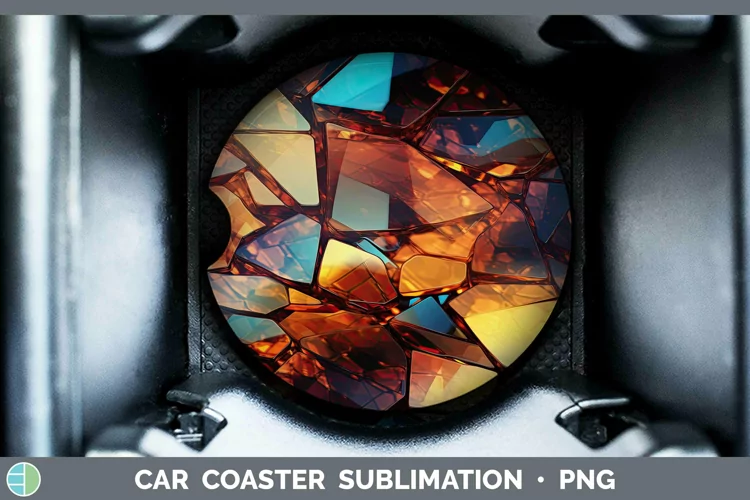 Holographic Brown Car Coaster | Sublimation Coaster Designs