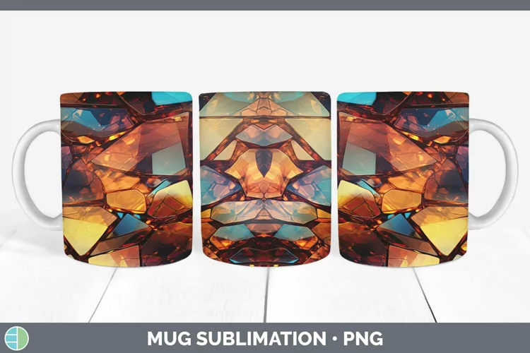 Holographic Brown Mug Wrap | Sublimation Coffee Cup Designs