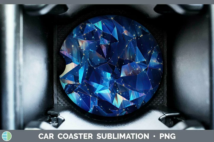 Holographic Dark Blue Car Coaster | Sublimation Design