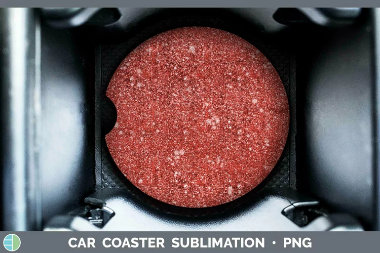 Red Glitter Car Coaster Sublimation Coaster Designs