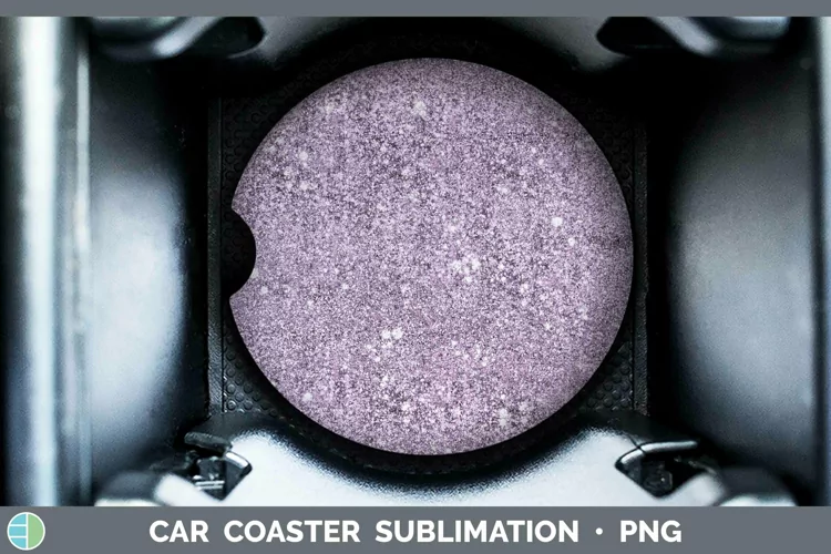 Purple Glitter Car Coaster Sublimation Coaster Designs