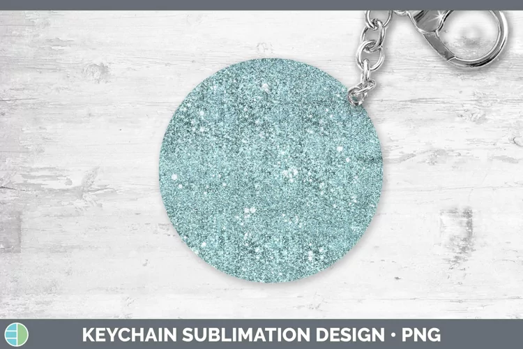 Cyan Glitter Keychain Sublimation Keyring Designs