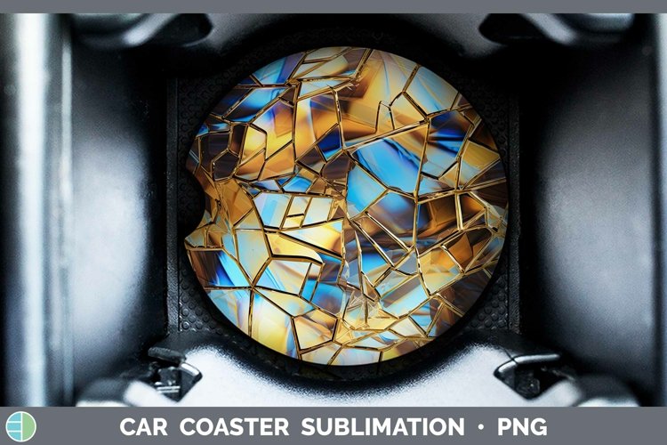 Holographic Gold Car Coaster | Sublimation Coaster Designs