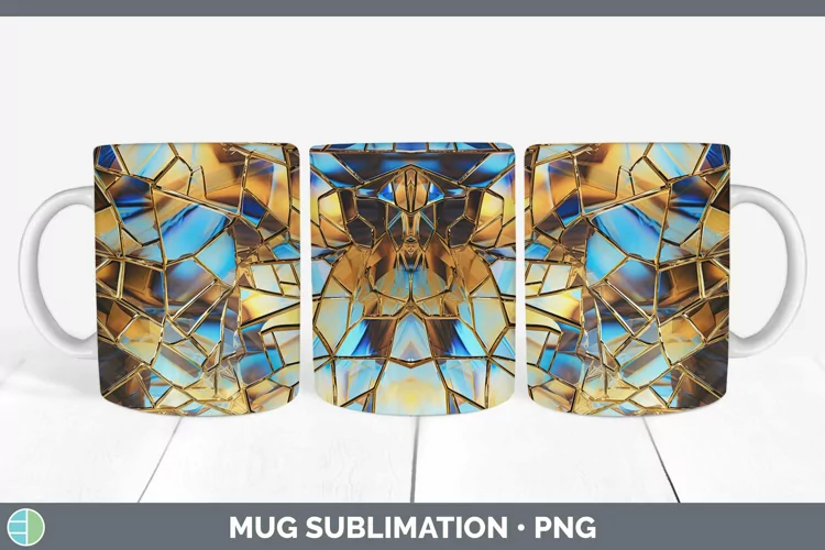 Holographic Gold Mug Wrap | Sublimation Coffee Cup Designs