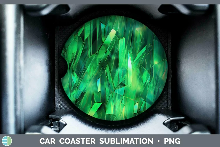 Holographic Green Car Coaster | Sublimation Coaster Designs