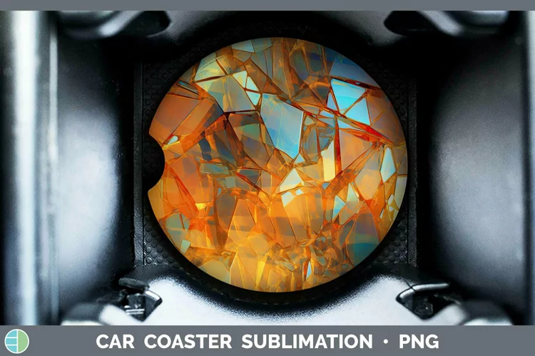 Holographic Orange Car Coaster | Sublimation Coaster Designs