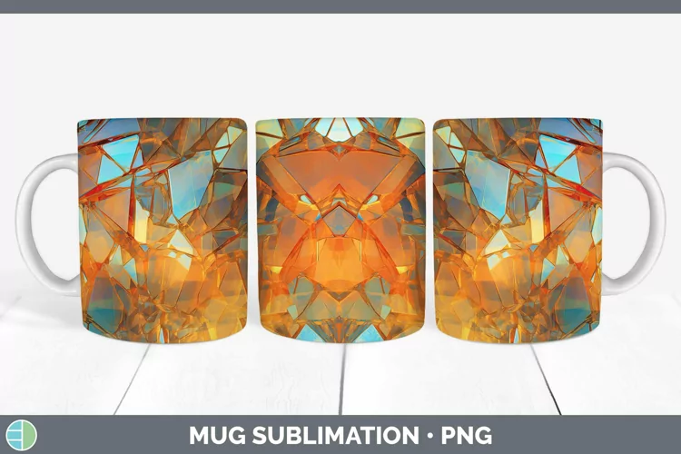 Holographic Orange Mug Wrap | Sublimation Coffee Cup Designs