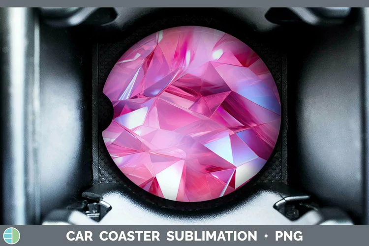 Holographic Pink Car Coaster | Sublimation Coaster Designs