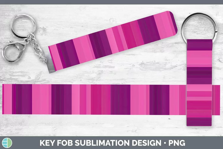 Stripe Pink Key Fob Sublimation Wristlet Designs