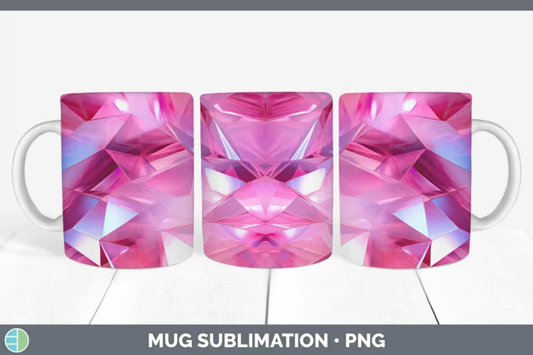 Holographic Pink Mug Wrap | Sublimation Coffee Cup Designs