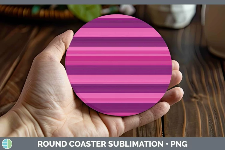 Stripe Pink Round Coaster Sublimation Coaster Designs