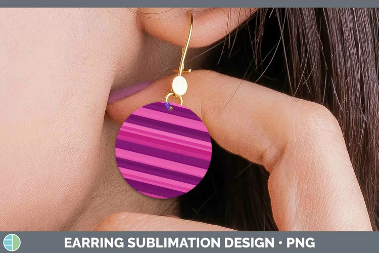 Stripe Pink Round Earrings Sublimation Earrings Designs