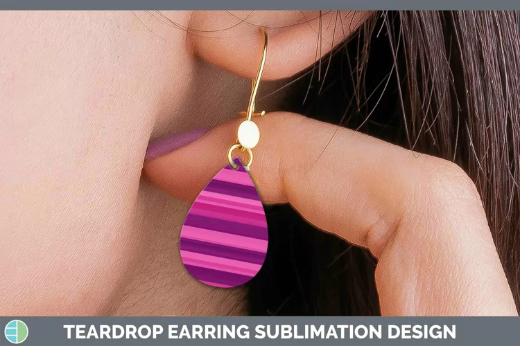 Stripe Pink Teardrop Earrings Sublimation Earrings Designs