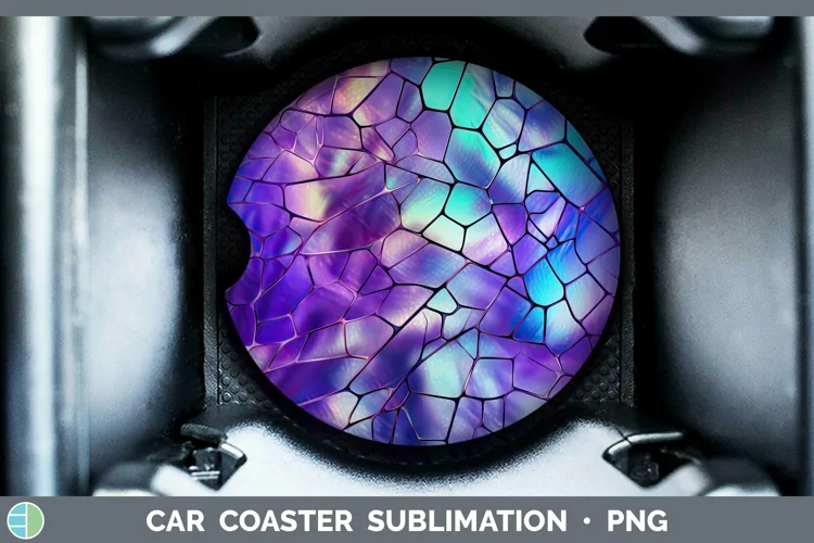 Holographic Purple Car Coaster | Sublimation Coaster Designs