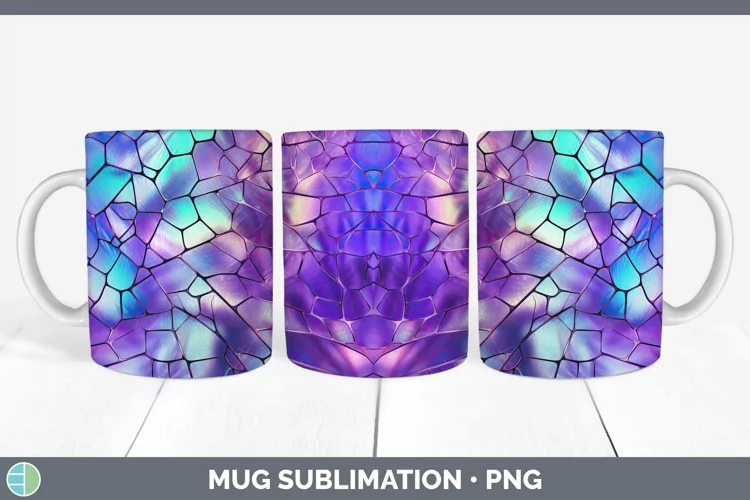 Holographic Purple Mug Wrap | Sublimation Coffee Cup Designs