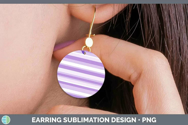 Stripe Purple Round Earrings Sublimation Earrings Designs