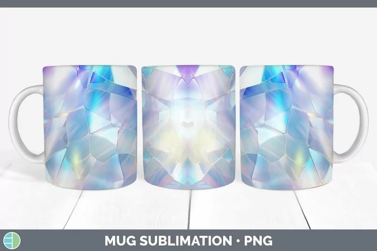 Holographic Rainbow Mug Wrap | Sublimation Coffee Cup Design