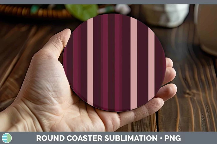 Stripe Red Round Coaster Sublimation Coaster Designs