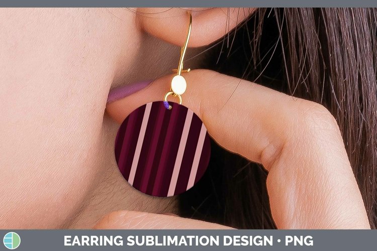 Stripe Red Round Earrings Sublimation Earrings Designs
