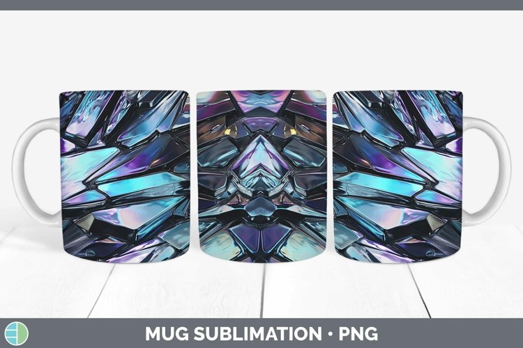 Holographic Slate Mug Wrap | Sublimation Coffee Cup Designs