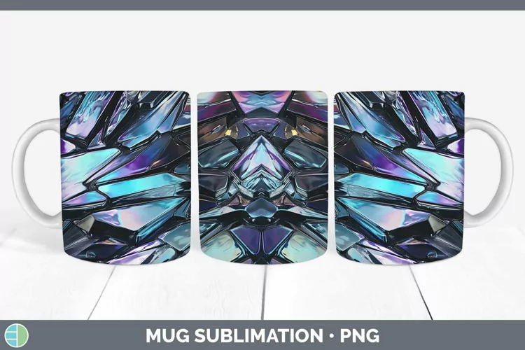 Holographic Slate Mug Wrap | Sublimation Coffee Cup Designs