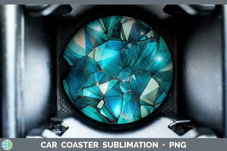 Holographic Teal Car Coaster | Sublimation Coaster Designs