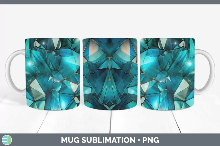 Holographic Teal Mug Wrap | Sublimation Coffee Cup Designs