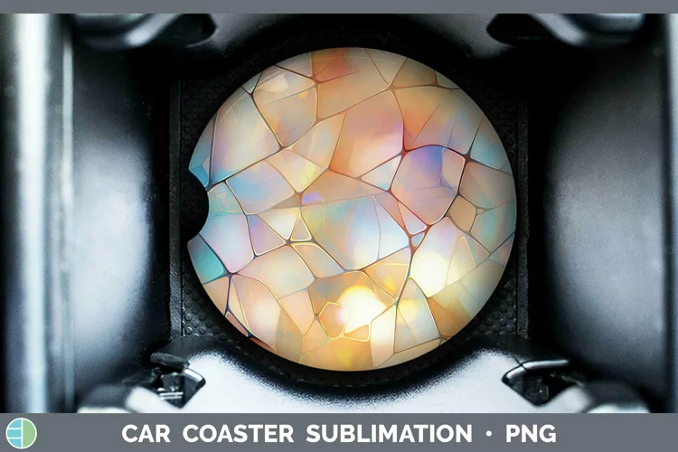 Holographic White Car Coaster | Sublimation Coaster Designs