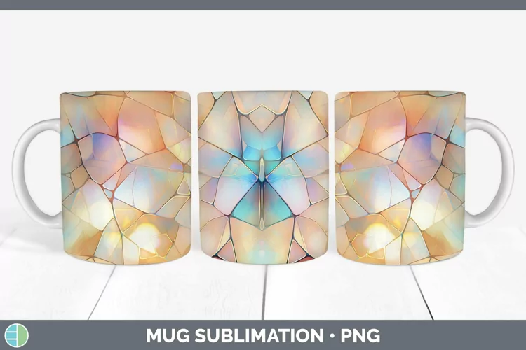 Holographic White Mug Wrap | Sublimation Coffee Cup Designs