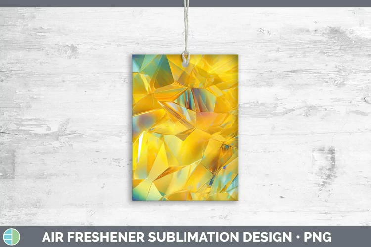 Holographic Yellow Air Freshener | Sublimation Car Freshener