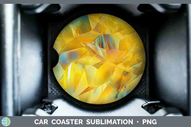 Holographic Yellow Car Coaster | Sublimation Designs