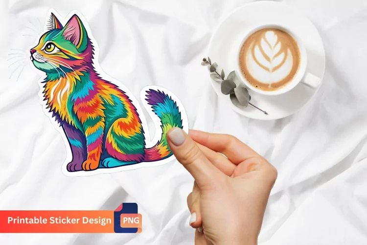 Colorful Cat Sticker, Rainbow Cat Sticker Collection